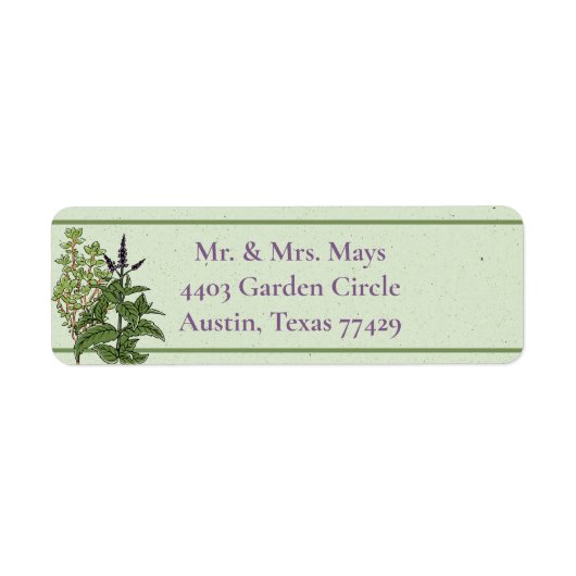 Herb Green Garden Return Address Label (Vorne)