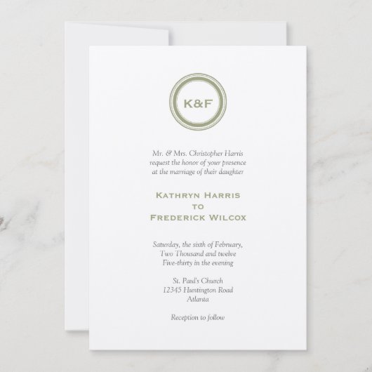Herb grüne Medaillons Einladung Hochzeit (Vorderseite)