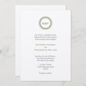 Herb grüne Medaillons Einladung Hochzeit (Vorne/Hinten)