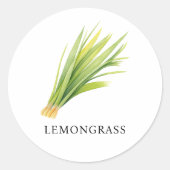Herb Lemongrass Watercolor Runder Aufkleber (Vorderseite)