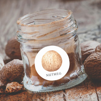 Herb Nutmeg Watercolor Runder Aufkleber