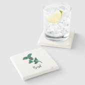 Herb Wasserfarbe Malerei Word Art Steinuntersetzer (Seitenansicht)