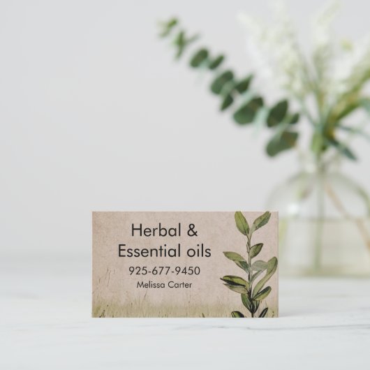 Herbal & Essentials rustikaler Stil Visitenkarte (Stehend Vorderseite)