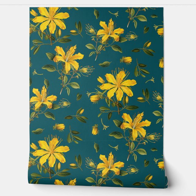 Herbal Flowers Seamless Pattern Tapete (Abrollen)