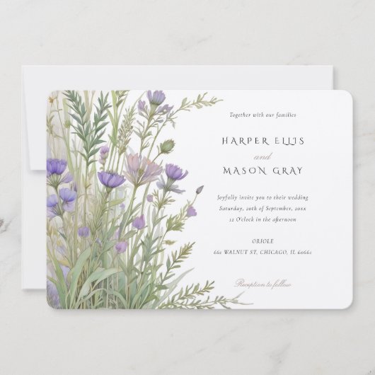 Herbal Garden Elegante Pastel Wedding Einladung (Vorderseite)