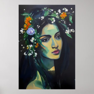 Herbal Moon Frauengesicht Poster