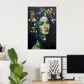 Herbal Moon Frauengesicht Poster (Heimbüro)