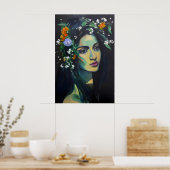 Herbal Moon Frauengesicht Poster (Küche)