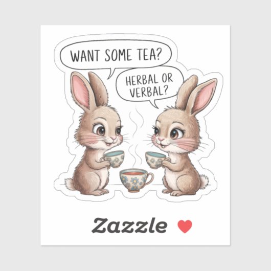 Herbal oder verbal Tea Bunnies Aufkleber (Blatt)