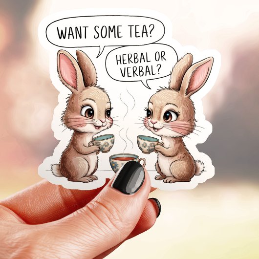 Herbal oder verbal Tea Bunnies Aufkleber