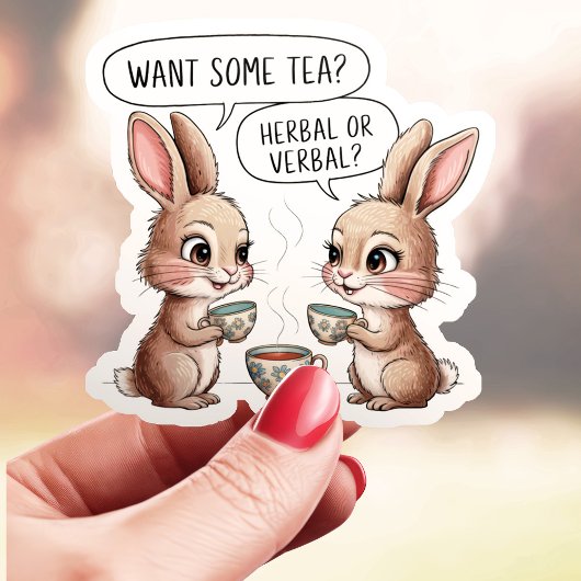 Herbal oder verbal Tea Bunnies Aufkleber