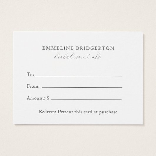 Herbalist Gift Certificate (Rückseite)