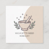Herbalist Illustriert Mortar Pestle Quadratische Visitenkarte (Vorderseite)
