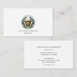 Herbalist Illustriert Mortar Pestle Visitenkarte