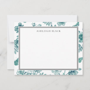 Herbarium Butterfly Toile Notecard Mitteilungskarte