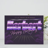 Herbert Name Vorname lila retro Karte Geburtstag (Stehend Vorderseite)
