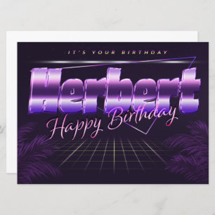 Herbert Name Vorname lila retro Karte Geburtstag
