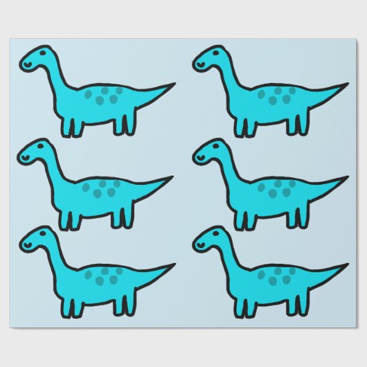 Herbert the Blue Dinosaur Wrapping Paper Geschenkpapier (Flach)