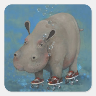 Herbert the Hippo Quadratischer Aufkleber