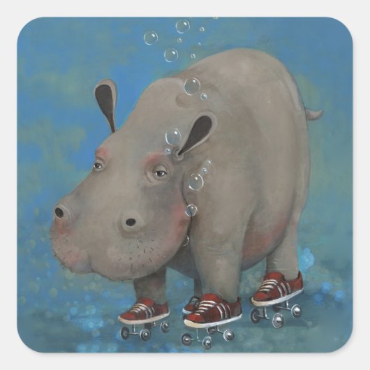 Herbert the Hippo Quadratischer Aufkleber (Vorderseite)