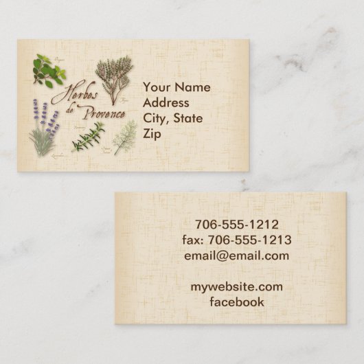 Herbes de Provence Business Card Visitenkarte (Vorne/Hinten)