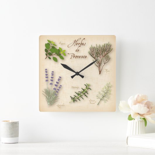 Herbes de Provence Clock Quadratische Wanduhr (Zuhause)