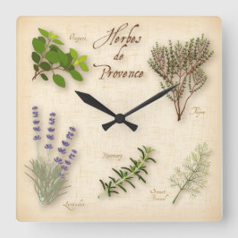 Herbes de Provence Clock Quadratische Wanduhr
