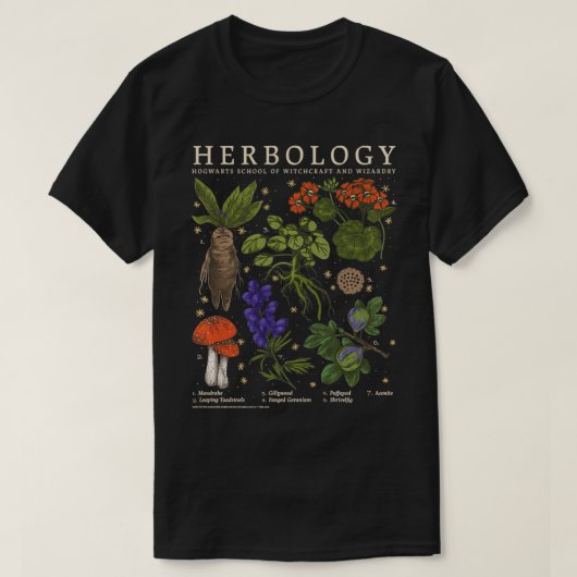 Herbology Herb Reference Grid T-Shirt (Design vorne)
