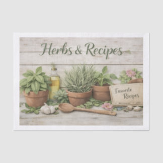 Herbs and Recipes Decoupage Paper  Seidenpapier