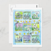 Herbs Garden Dragonfis Honey Bees Watercolor Postkarte (Vorne/Hinten)