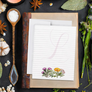 Herbs Personal Lined Writing Paper Single Initial  Mitteilungskarte
