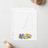 Herbs Personal Lined Writing Paper Single Initial  Mitteilungskarte (Vorderseite/Rückseite Beispiel)
