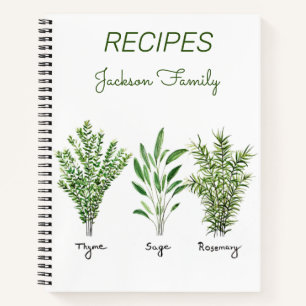 Herbs Rosemary Thyme Rustikales Kochbuch Notizblock