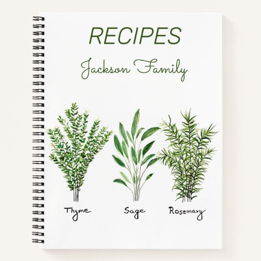 Herbs Rosemary Thyme Rustikales Kochbuch Notizblock (Vorderseite)