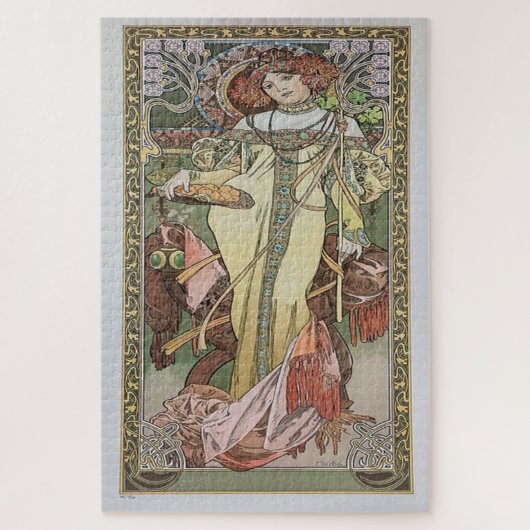 Herbst 1900: Ein Jugendstil von Mucha Puzzle (Vertikal)