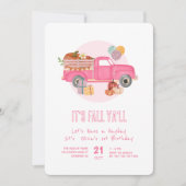 Herbst 1. Geburtstag Pumpkin Pink Truck Einladung (Vorderseite)