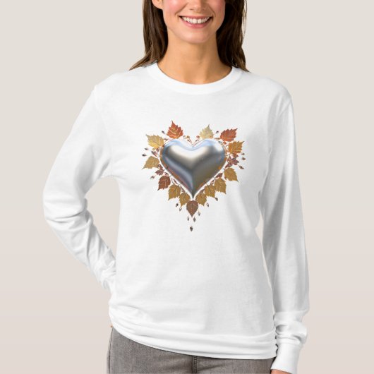 Herbst 3D Herz T-Shirt (Vorderseite)