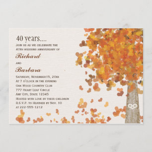 Herbst 40th Anniversary Foto Geschnitzter Initial- Einladung