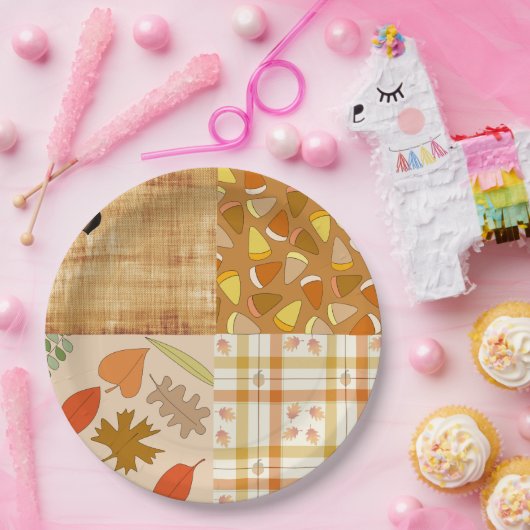 Herbst 4 Ecken 1 Design Dinner Plate Pappteller (Party)