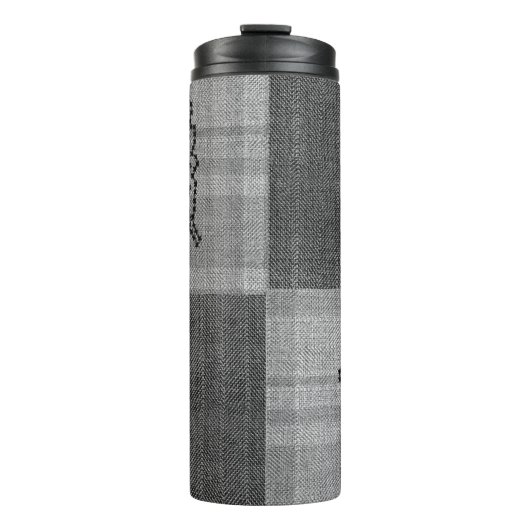 Herbst 4 Ecken Grau Tones Thermosbecher (Vorderseite)