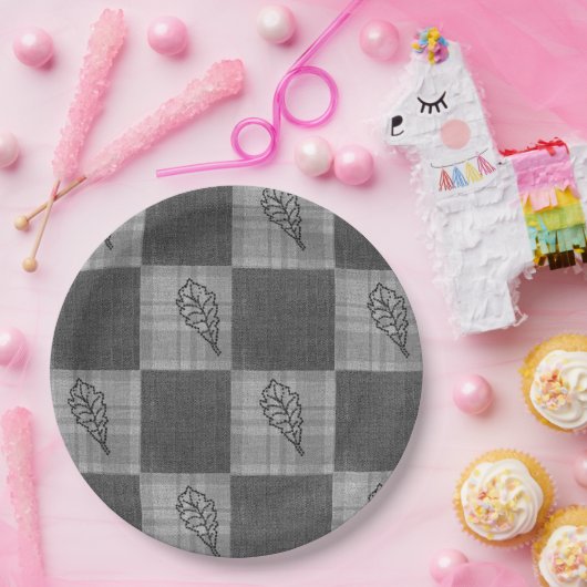 Herbst 4 Ecken Gray Tones Abendessen Plate Pappteller (Party)