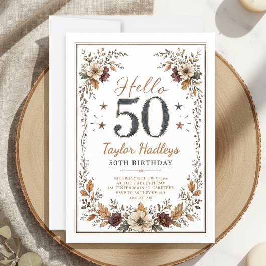 Herbst 50. Geburtstag Einladung