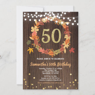 Herbst 50. Geburtstag Erntedank Kranz Gold Einladung