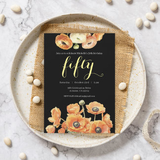 Herbst 50. Geburtstagsparty Orange Blossom Einladung