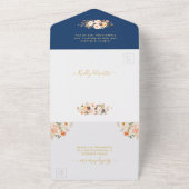 Herbst Abend HochzeitGold-Blätter floral All In One Einladung (Außenbereich)