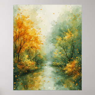 Herbst Abstrakt Wasserfarben Kunst  Poster