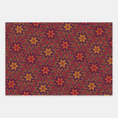 Herbst Abstrakte Blume Paisley Muster Orange Fall Geschenkpapier Set (Vorderseite 3)