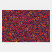 Herbst Abstrakte Blume Paisley Muster Orange Fall Geschenkpapier Set (Vorderseite)