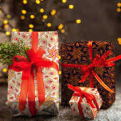 Herbst Abstrakte Blume Paisley Muster Orange Fall Geschenkpapier Set