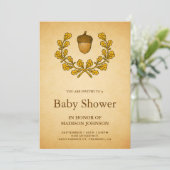 Herbst Acorn Eiche Blätter Kinderdusche Einladung (Stehend Vorderseite)